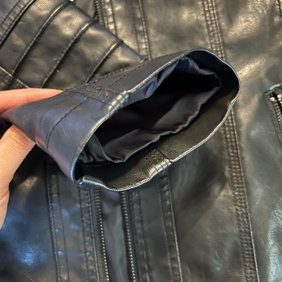 SOLD Faux Leather Black Zip Up Jacket - Picture 10 of 11